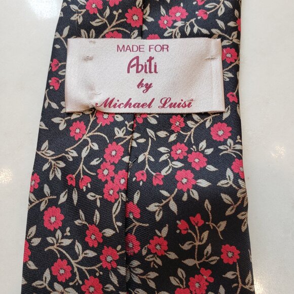 Fbiti by Micahel Luisi Red and Black Floral Tie - Picture 6 of 6